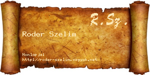 Roder Szelim névjegykártya